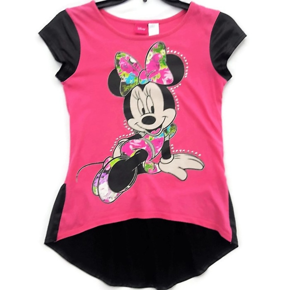 Disney Girls Dress Faux Leather Skirt Minnie Embellished Rhinestones Glitter